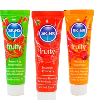 SKINS FRUITY LUBES KIT LUBRICANTES SANDIA FRESA MANGO 3 x 12 ML