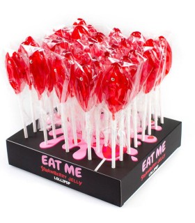 SECRETPLAY EXPOSITOR SURTIDO PIRULETAS VAGINA FRESA 40 UNIDADES