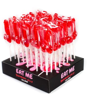 SECRETPLAY EXPOSITOR SURTIDO PIRULETAS PENES FRESA 40 UNIDADES