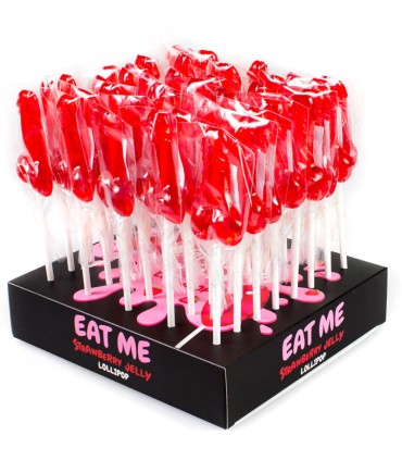 SECRETPLAY EXPOSITOR SURTIDO PIRULETAS PENES FRESA 40 UNIDADES