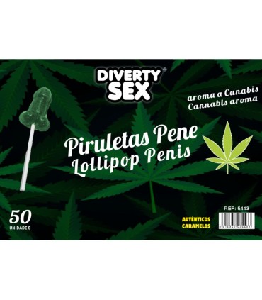 DIABLO GOLOSO 50 PIRULETAS PENE AROMA CANNABIS