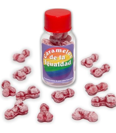 DIABLO PICANTE 12 CARAMELOS DE LA IGUALDAD FORMA PENE FRESA CEREZA