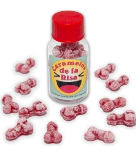 DIABLO PICANTE 12 CARAMELOS DE LA RISA FORMA PENE FRESA CEREZA