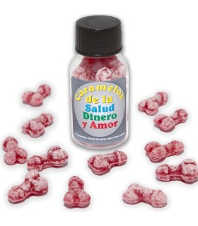 DIABLO PICANTE 12 CARAMELOS DE LA SALUD DINERO AMOR FORMA PENE FRESA CEREZA