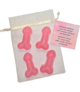 DIABLO PICANTE 4 MINI JABONES PERFUMADOS FORMA PENE ROSA