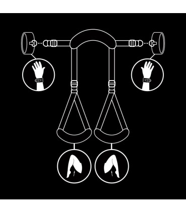 FETISH SUBMISSIVE POSICION PIERNAS ABIERTAS CON ESPOSAS CON FORRO DE NEOPRENO