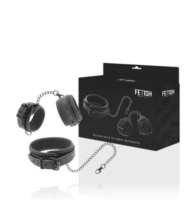 FETISH SUBMISSIVE COLLAR Y ESPOSAS CUERO VEGANO CON FORRO DE NEOPRENO