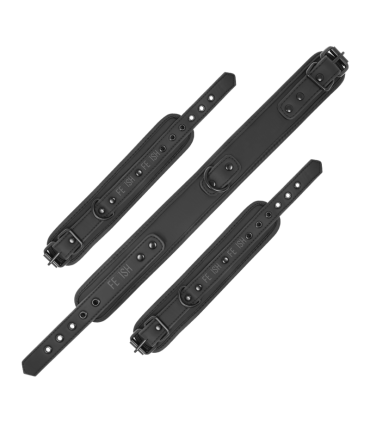 FETISH SUBMISSIVE COLLAR Y ESPOSAS CUERO VEGANO CON FORRO DE NEOPRENO