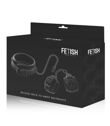 FETISH SUBMISSIVE COLLAR Y ESPOSAS CUERO VEGANO CON FORRO DE NEOPRENO