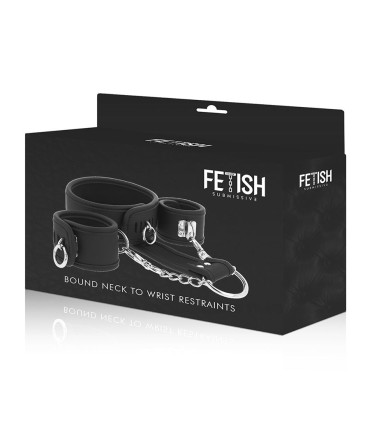 FETISH SUBMISSIVE COLLAR Y ESPOSAS CUERO VEGANO CON FORRO DE NEOPRENO