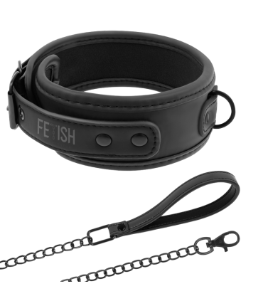 FETISH SUBMISSIVE COLLAR CON CADENA CON FORRO DE NEOPRENO