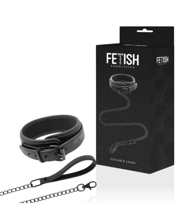 FETISH SUBMISSIVE COLLAR CON CADENA CON FORRO DE NEOPRENO
