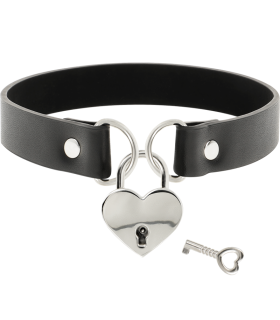 COQUETTE CHIC DESIRE COLLAR CUERO VEGANO ACCESORIO CORAZON CON LLAVE