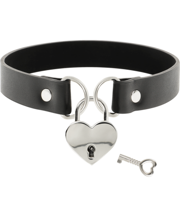 COQUETTE CHIC DESIRE COLLAR CUERO VEGANO ACCESORIO CORAZON CON LLAVE