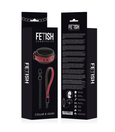 FETISH SUBMISSIVE DARK ROOM COLLAR CON CADENA CON FORRO DE NEOPRENO