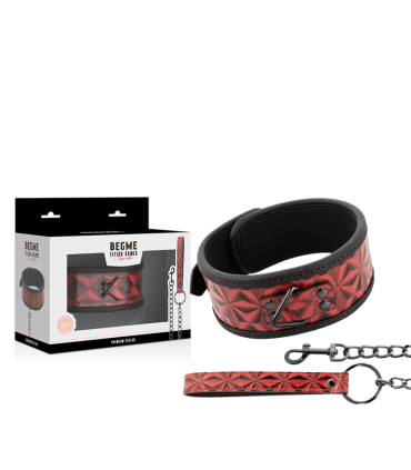 BEGME RED EDITION COLLAR CUERO VEGANO CON FORRO DE NEOPRENO
