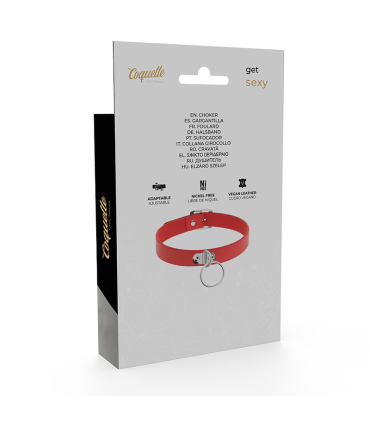 COQUETTE CHIC DESIRE COLLAR CUERO VEGANO ROJO ACCESORIO WOMAN FETISH