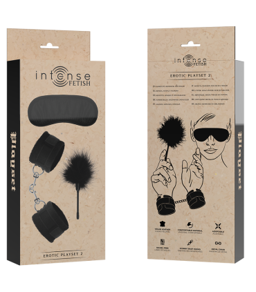 INTENSE FETISH SET EROTICO 2 CON ESPOSAS ANTIFAZ Y PLUMERO