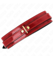 KINK - COLLAR AJUSTABLE ROJO VINO DETALLES DORADOS 29-42.5 CM X 4 CM