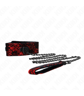 KINK COLLAR CON CORREA 105 CM DE ENCAJE CON CINTURON DE CUERO REAL 44 X 55 CM