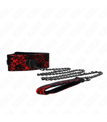 KINK COLLAR CON CORREA 105 CM DE ENCAJE CON CINTURON DE CUERO REAL 44 X 55 CM