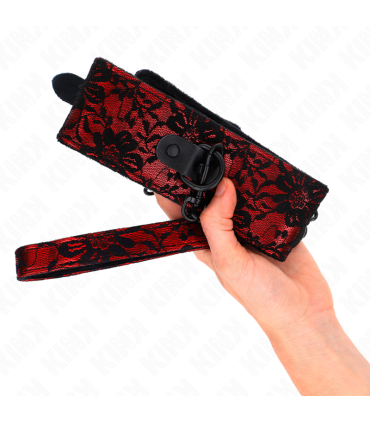 KINK COLLAR CON CORREA 105 CM DE ENCAJE CON CINTURON DE CUERO REAL 44 X 55 CM