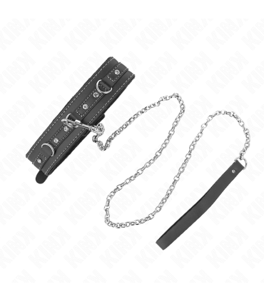 KINK COLLAR CON CORREA 105 CM DE PIEL DE PVC REMACHE DE DIAMANTES DE IMITACION 415 X 4 CM