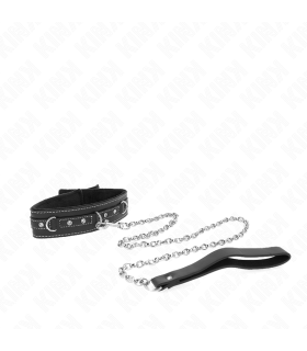 KINK COLLAR CON CORREA 105 CM DE PIEL DE PVC REMACHE DE DIAMANTES DE IMITACION 415 X 4 CM