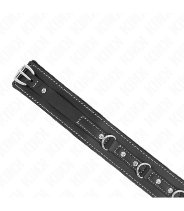 KINK COLLAR CON CORREA 105 CM DE PIEL DE PVC REMACHE DE DIAMANTES DE IMITACION 415 X 4 CM