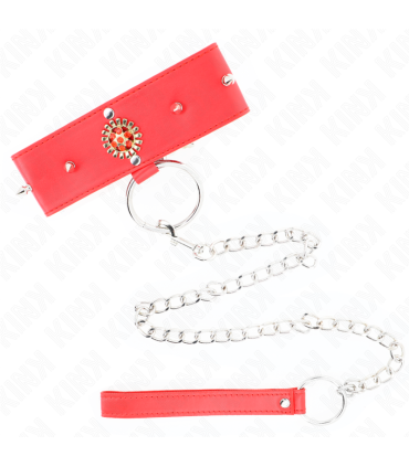KINK COLLAR CON CORREA 65 CM CUELLO DE DIAMANTES ROJO AJUSTABLE 35 51 CM X 7 CM