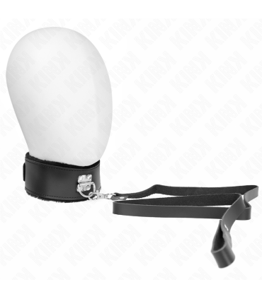KINK COLLAR CON CORREA 116 CM DE PIEL NEGRO AJUSTABLE 40 48 CM X 6 CM