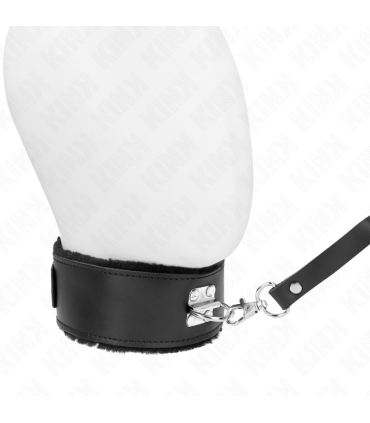 KINK COLLAR CON CORREA 116 CM DE PIEL NEGRO AJUSTABLE 40 48 CM X 6 CM