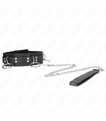 KINK COLLAR CON CORREA 80 CM ESCLAVITUD 3 ANILLOS 53 X 5 CM