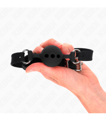 KINK MORDAZA 55 x 2 CM DE BOLA 4 CM DE SILICONA COMPLETA TALLA S NEGRO AJUSTABLE 35 51 CM