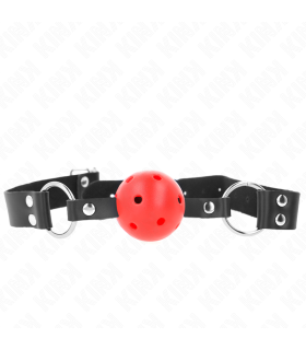 KINK MORDAZA DE BOLA 4 CM TRANSPIRABLE CON DOBLE REMACHE ROJO 62 x 25 CM AJUSTABLE 42 58 CM