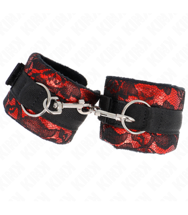 KINK MUNEQUERAS CORTAS DE ENCAJE TERCIOPELO Y UNION DE NYLON ROJO NEGRO 23 X 65 CM