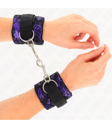 KINK MUNEQUERAS CORTAS DE ENCAJE TERCIOPELO Y UNION DE NYLON VIOLETA NEGRO 23 X 65 CM