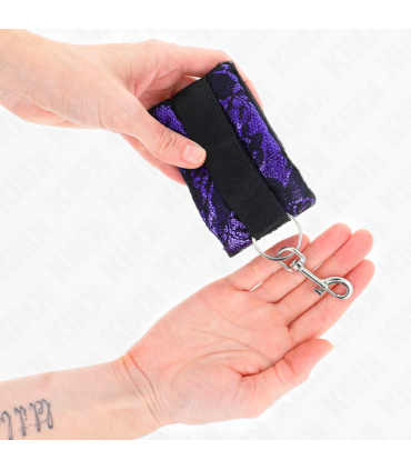 KINK MUNEQUERAS CORTAS DE ENCAJE TERCIOPELO Y UNION DE NYLON VIOLETA NEGRO 23 X 65 CM