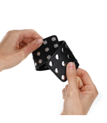 KINK MUNEQUERAS CON CIERRE A PRESION LLENO DE TACHUELAS AJUSTABLE NEGRO 19 24 CM X 55 CM