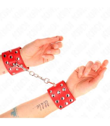 KINK MUNEQUERAS CON CIERRE A PRESION LLENO DE TACHUELAS AJUSTABLE ROJO 19 24 CM X 55 CM