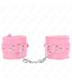 KINK - MUÑEQUERAS FORRADAS CON AGUJEROS CUADRADOS ROSA Y CORREA ROSA AJUSTABLE 17-29 CM X 6 CM