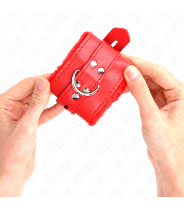 KINK MUNEQUERAS FORRADAS CON AGUJEROS CUADRADOS ROJO Y CORREA ROJO AJUSTABLE 17 29 CM X 6 CM