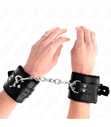 KINK MUNEQUERAS FORRADAS CON AGUJEROS CUADRADOS NEGRO Y CORREA NEGRO AJUSTABLE 17 29 CM X 6 CM