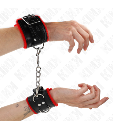 KINK MUNEQUERAS FORRADAS CON AGUJEROS CUADRADOS ROJO Y CORREA NEGRO AJUSTABLE 17 29 CM X 6 CM