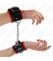 KINK - MUÑEQUERAS FORRADAS CON AGUJEROS CUADRADOS ROJO Y CORREA NEGRO AJUSTABLE 17-29 CM X 6 CM