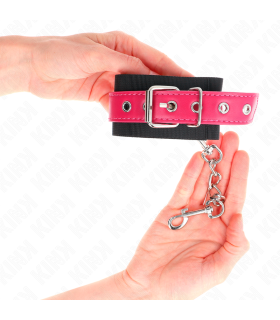 KINK MUNEQUERAS DE NYLON NEGRO CON CORREA POLIPIEL FUSCIA AJUSTABLE 19 29 CM X 51 CM