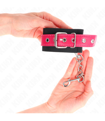 KINK MUNEQUERAS DE NYLON NEGRO CON CORREA POLIPIEL FUSCIA AJUSTABLE 19 29 CM X 51 CM