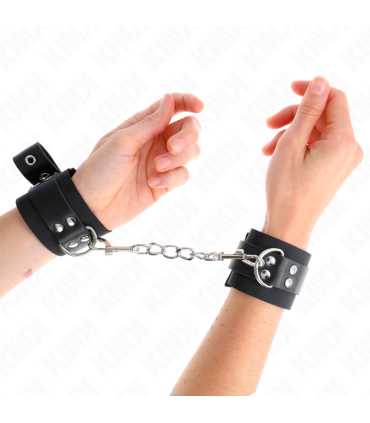 KINK MUNEQUERAS DE NYLON NEGRO CON CORREA CUERO NEGRO AJUSTABLE 19 29 CM X 51 CM