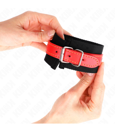 KINK MUNEQUERAS DE NYLON NEGRO CON CORREA POLIPIEL ROJO AJUSTABLE 19 24 CM X 55 CM