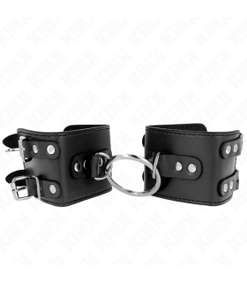 KINK MUNEQUERAS FIJAS CON ANILLA Y TACHUELAS NEGRO AJUSTABLE 17 22 CM X 65 CM